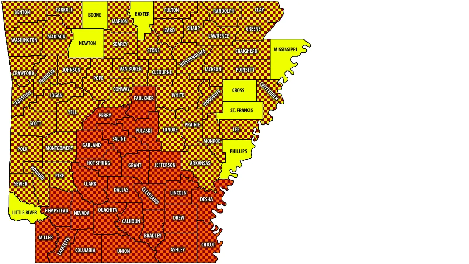 Map courtesy Arkansas Department of Agriculture