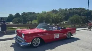 Harrison Mayor Jerry Jackson driving over new Downtown Bridge