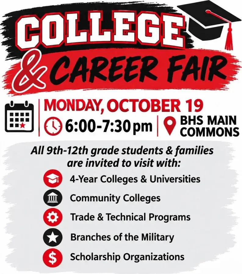 2026 BHS COLLEGE & CAREER FAIR FLYER